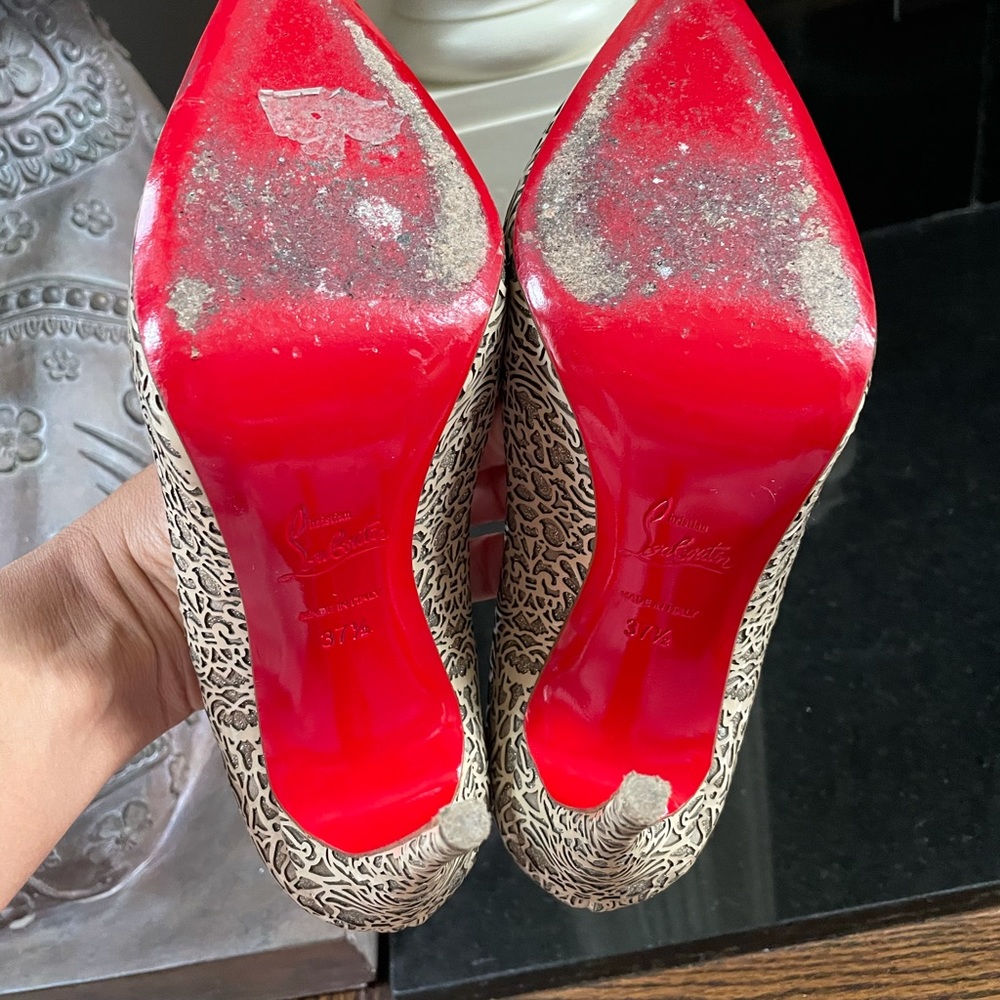 Christian louboutin so pretty beige lasercut stiletto 100mm metallic size 37.5 - Picture 3 of 8